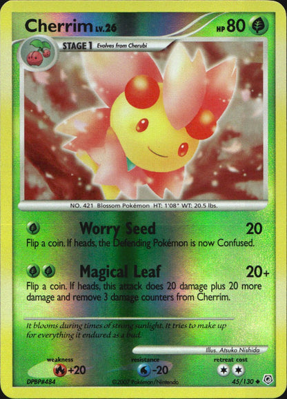 Cherrim 45/130 Uncommon Diamond & Pearl Pokemon Reverse Holo Near Mint