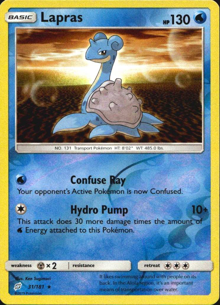 Lapras 31/181 Rare Team Up Pokemon Reverse Holo Near Mint