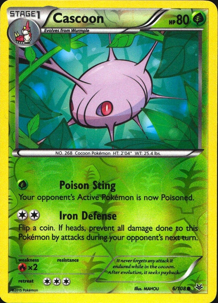 Cascoon 6/108 Common Roaring Skies Pokemon Reverse Holo Near Mint