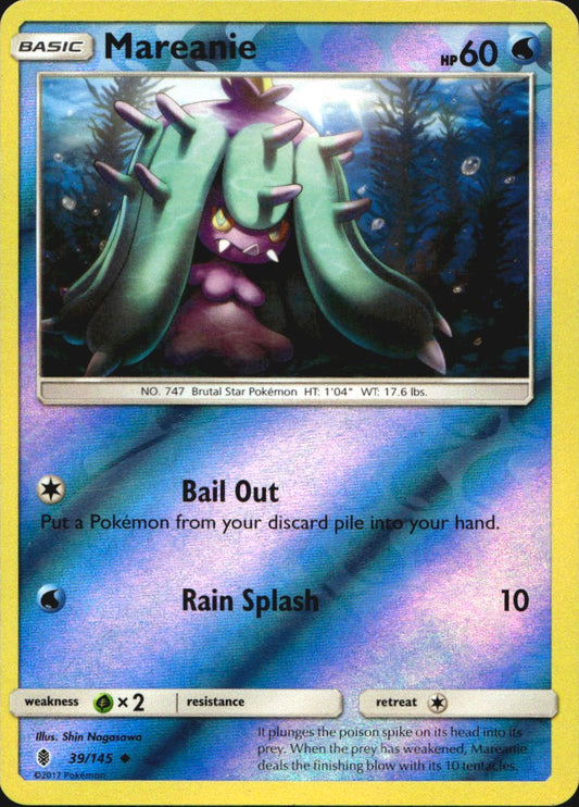Mareanie 39/145 Uncommon Guardians Rising Pokemon Reverse Holo Near Mint
