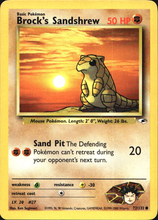 Brock's Sandshrew 72/132 Common Gym Heroes Pokemon Near Mint