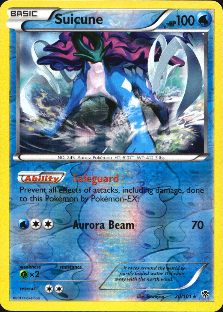 Suicune 20/101 Rare Plasma Blast Pokemon Reverse Holo Near Mint