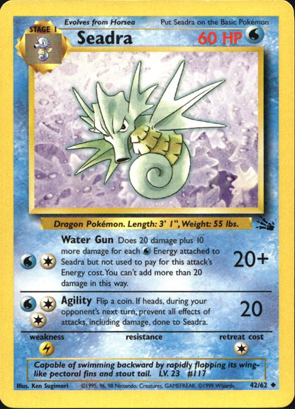 Seadra 42/62 Uncommon Fossil Pokemon Near Mint