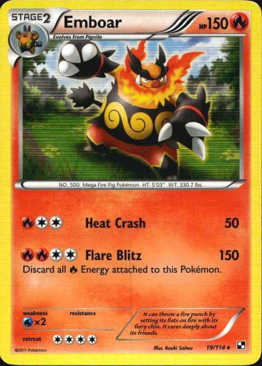 Emboar 19/114 Holo Rare Black & White Pokemon Near Mint