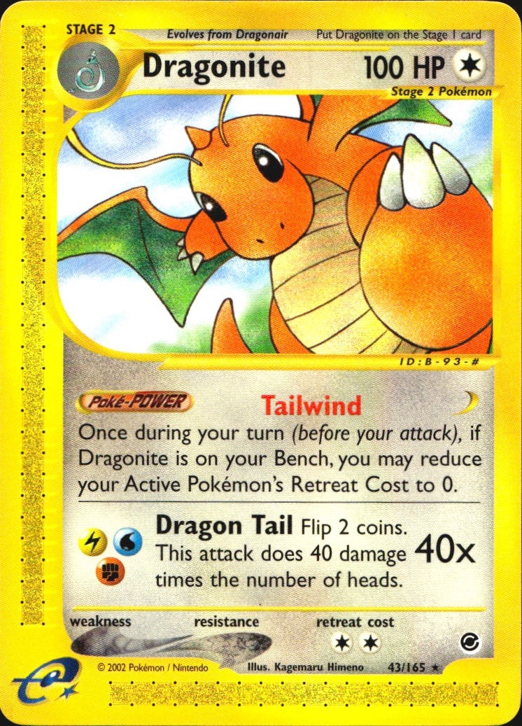 Dragonite 43/165 Rare Expedition Base Set Pokemon Near Mint