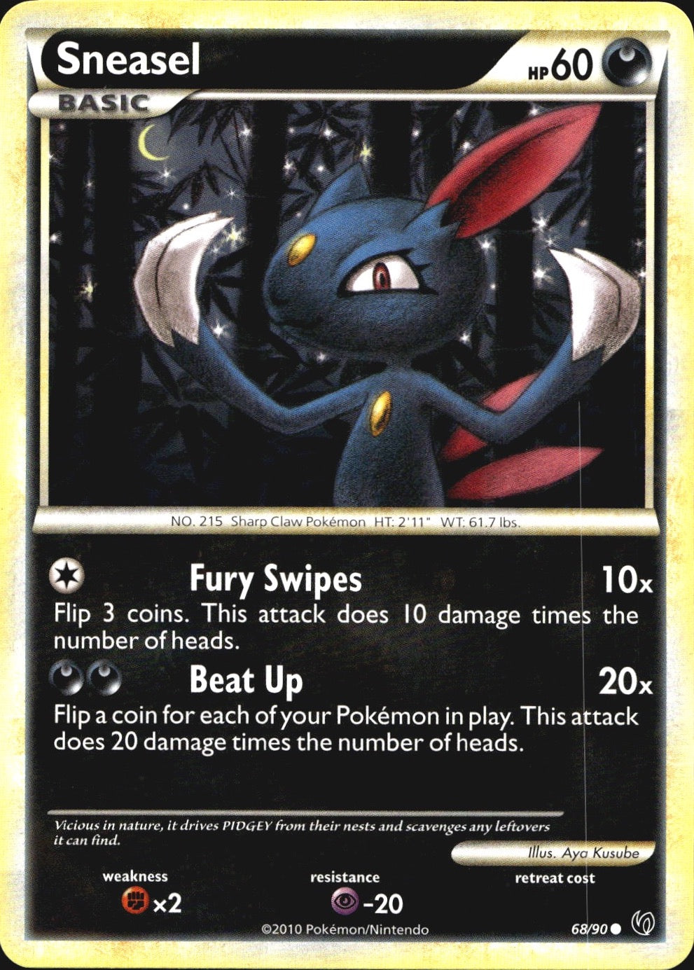 Sneasel 68/90 Common HGSS Undaunted Pokemon Near Mint