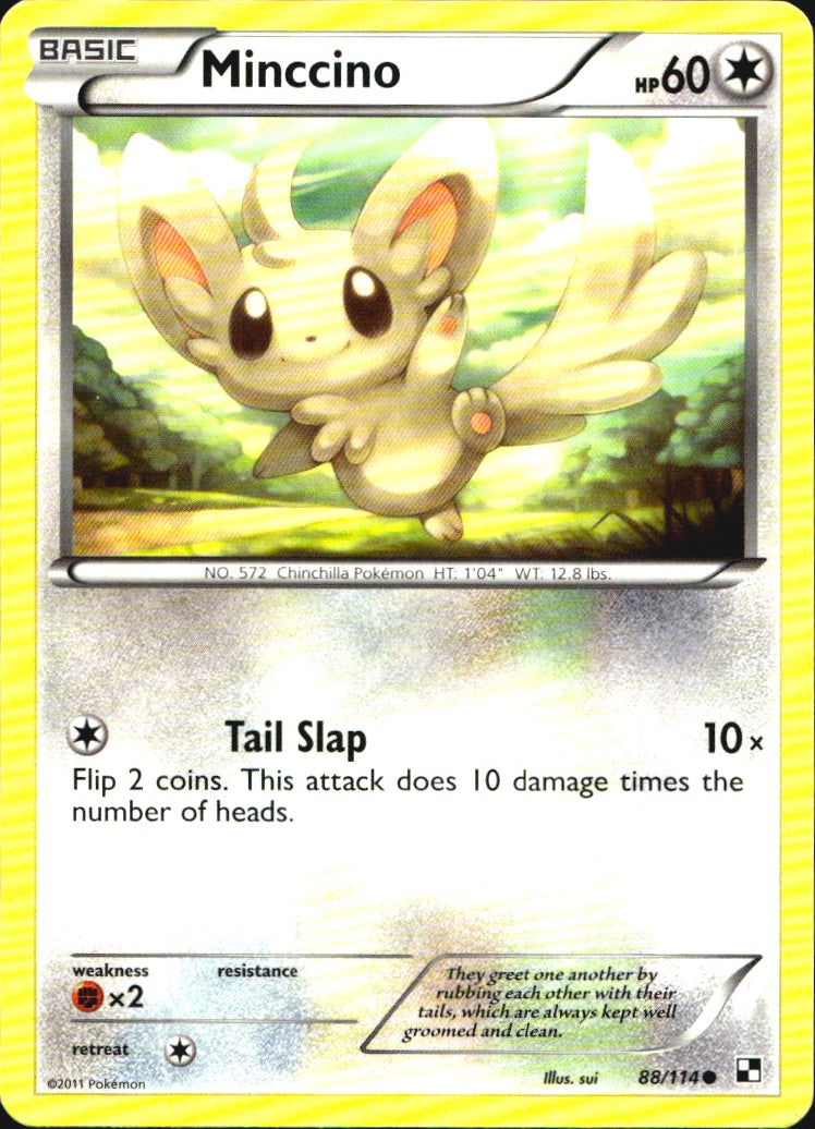 Minccino 88/114 Common Black & White Pokemon Near Mint