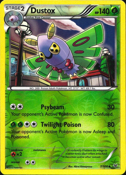 Dustox 7/108 Uncommon Roaring Skies Pokemon Reverse Holo Near Mint