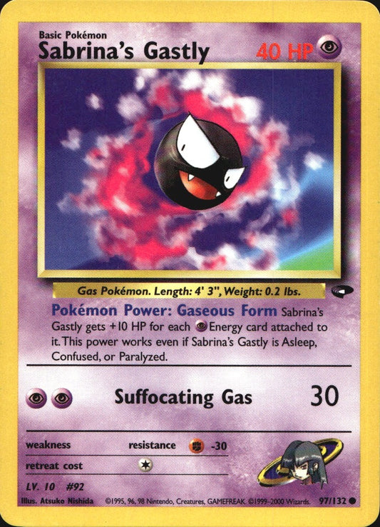 Sabrina's Gastly 97/132 Common Gym Challenge Pokemon Near Mint