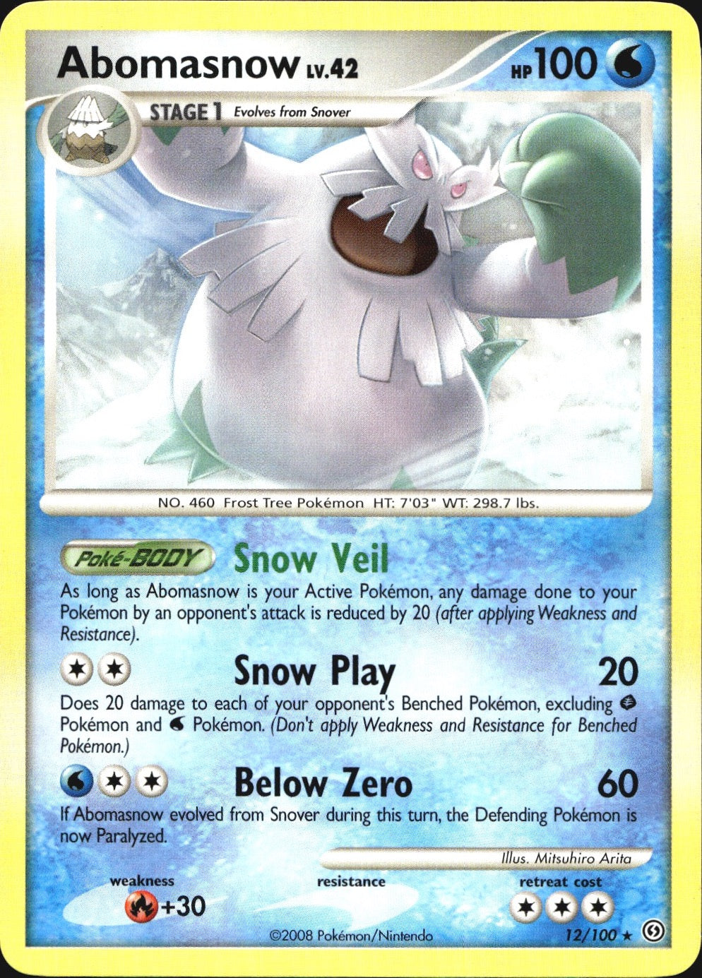 Abomasnow 12/100 Rare Stormfront Pokemon Near Mint