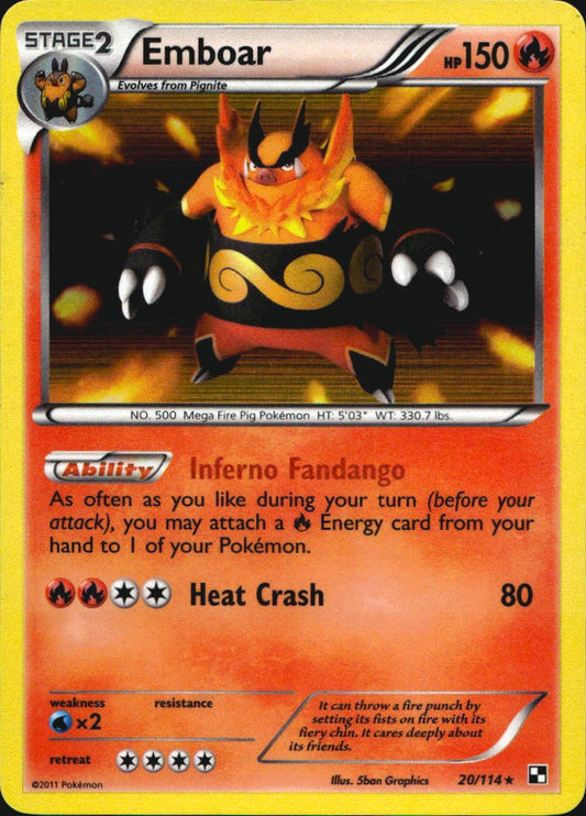 Emboar 20/114 Holo Rare Black & White Pokemon Near Mint
