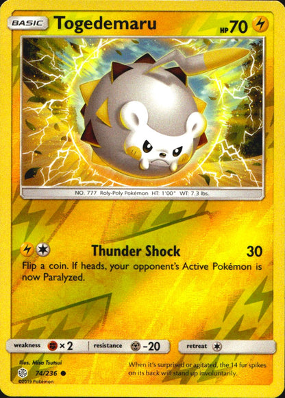 Togedemaru 74/236 Common Cosmic Eclipse Pokemon Near Mint