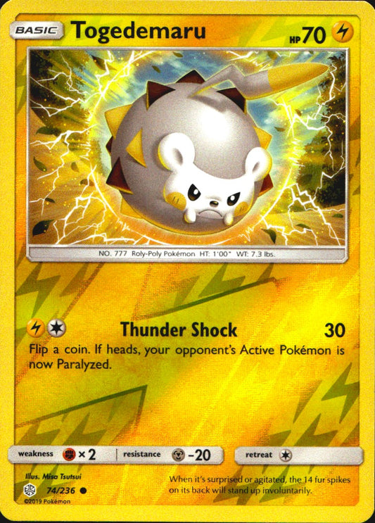 Togedemaru 74/236 Common Cosmic Eclipse Pokemon Near Mint