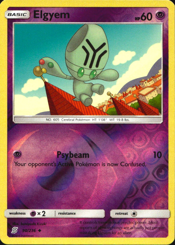 Elgyem 90/236 Uncommon Unified Minds Pokemon Reverse Holo Near Mint