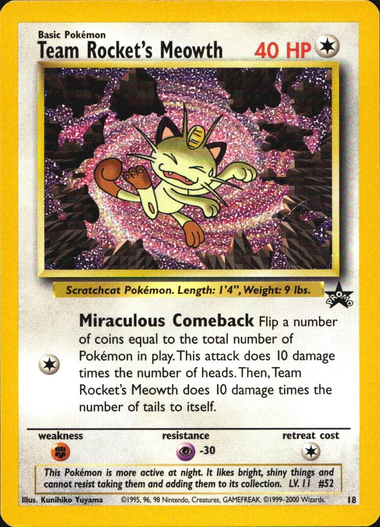 Team Rocket's Meowth 18 Promo Wizards Black Star Promos Pokemon Near Mint