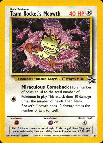 Team Rocket's Meowth 18 Promo Wizards Black Star Promos Pokemon Near Mint