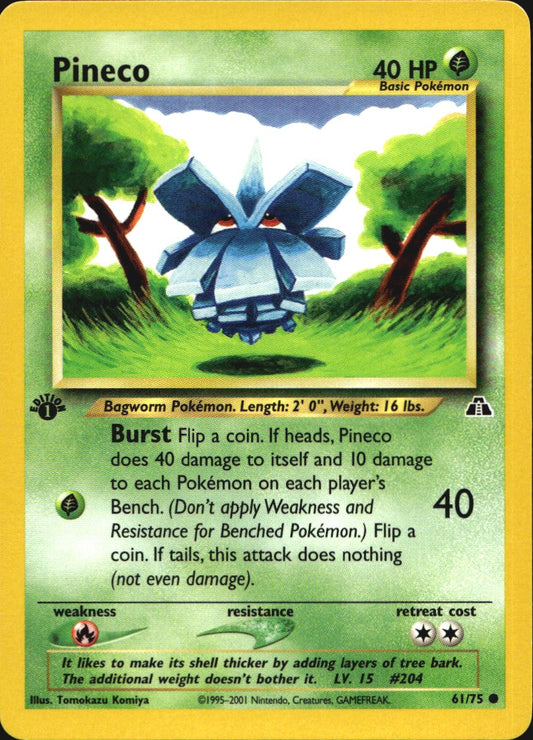 Pineco 61/75 Common Neo Discovery Pokemon 1st Edition Near Mint