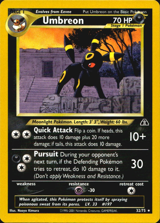 Umbreon 32/75 Rare Neo Discovery Pokemon Lightly Played