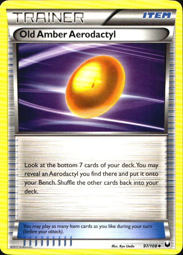 Old Amber Aerodactyl 97/108 Uncommon Dark Explorers Pokemon Near Mint