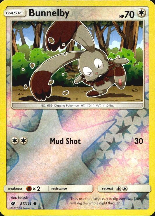 Bunnelby 87/111 Common Crimson Invasion Pokemon Reverse Holo Near Mint