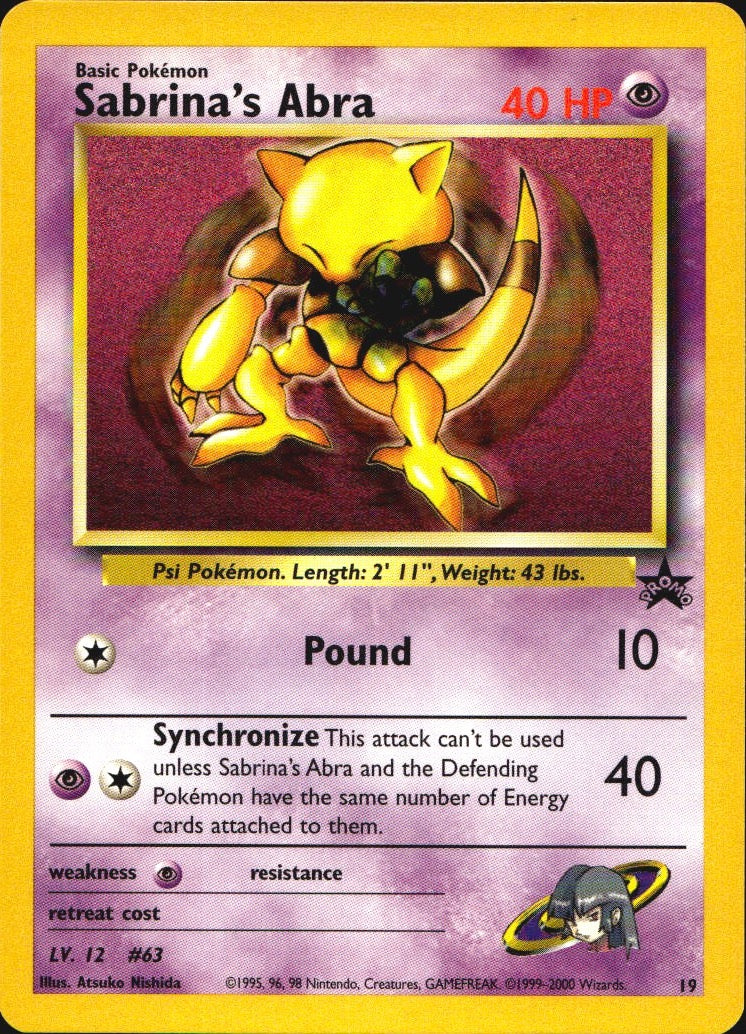 Sabrina's Abra 19 Promo Wizards Black Star Promos Pokemon Near Mint