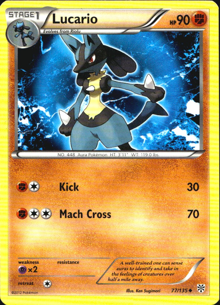 Lucario 77/135 Uncommon Plasma Storm Pokemon Near Mint