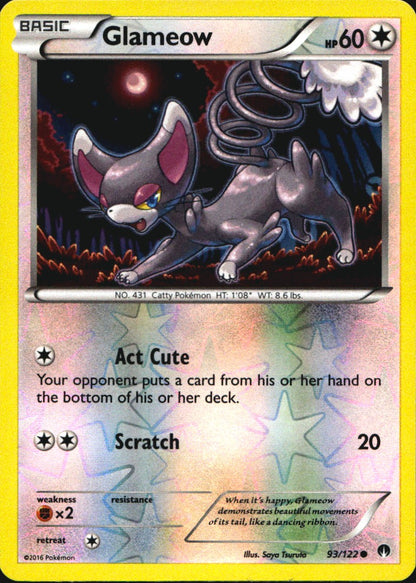Glameow 93/122 Common BREAKpoint Pokemon Reverse Holo Near Mint