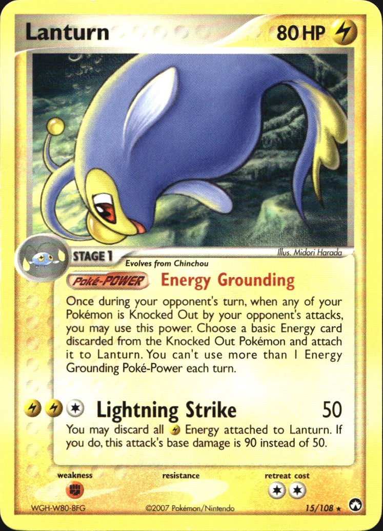 Lanturn 15/108 Rare Power Keepers Pokemon Near Mint