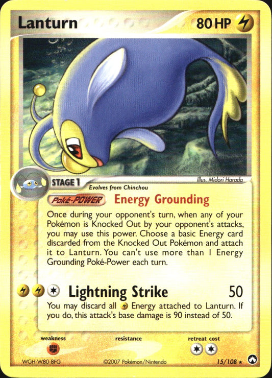 Lanturn 15/108 Rare Power Keepers Pokemon Near Mint