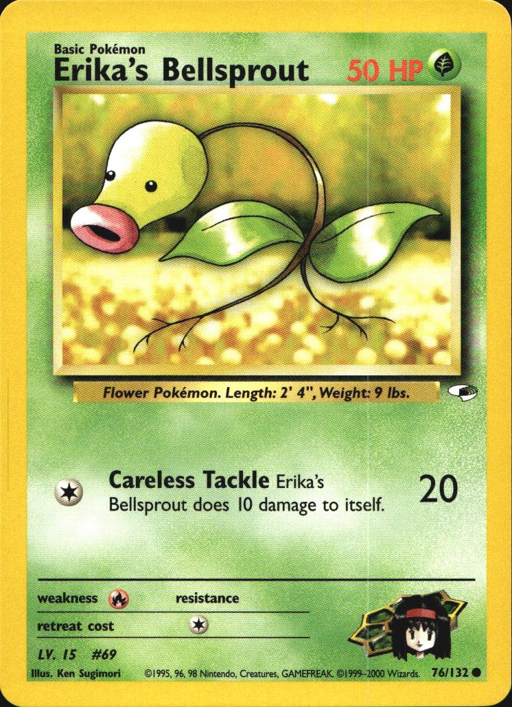 Erika's Bellsprout 76/132 Common Gym Heroes Pokemon Near Mint