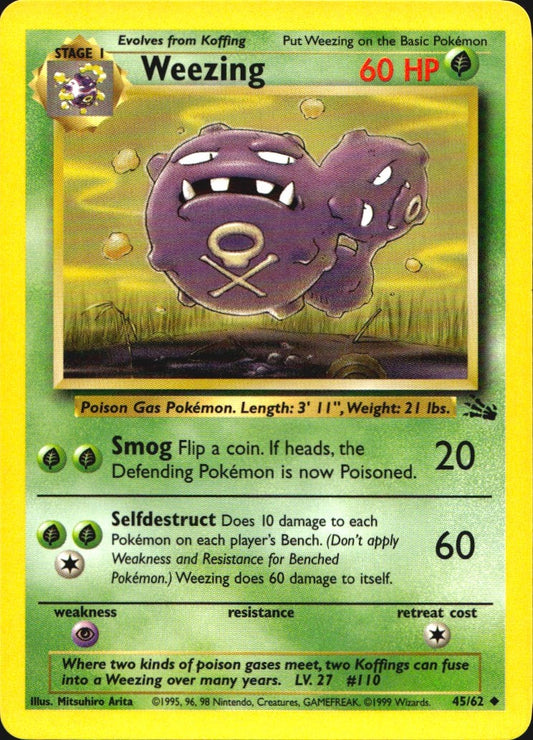 Weezing 45/62 Uncommon Fossil Pokemon Near Mint