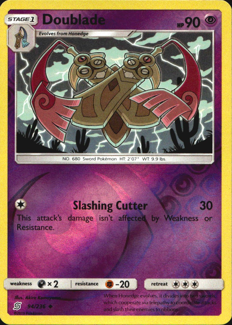 Doublade 94/236 Uncommon Unified Minds Pokemon Reverse Holo Near Mint