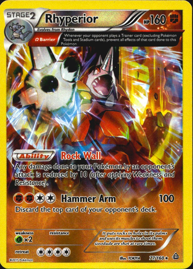 Rhyperior 77/160 Primal Clash Pokemon Reverse Holo Near Mint