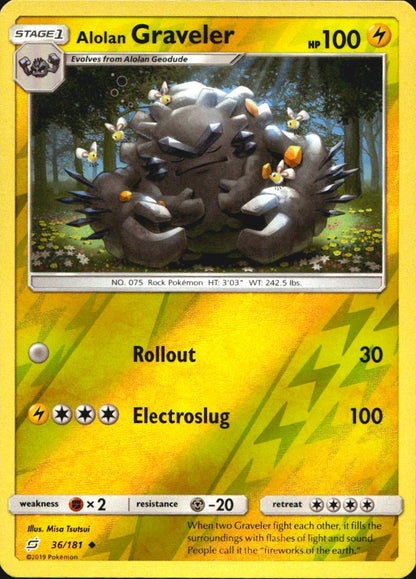 Alolan Graveler 36/181 Uncommon Team Up Pokemon Reverse Holo Near Mint