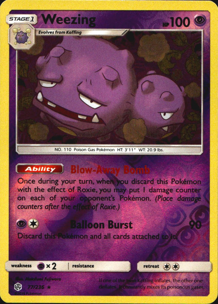 Weezing 77/236 Rare Cosmic Eclipse Pokemon Near Mint