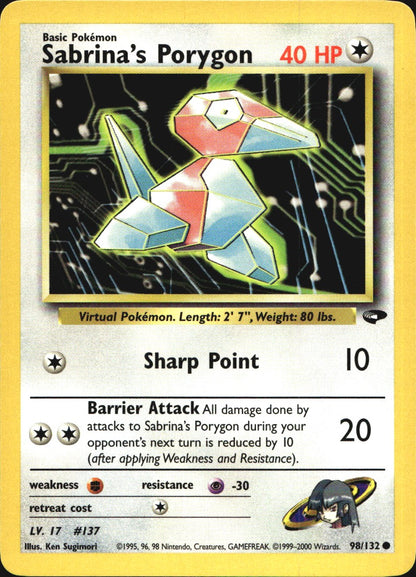 Sabrina's Porygon 98/132 Common Gym Challenge Pokemon Near Mint