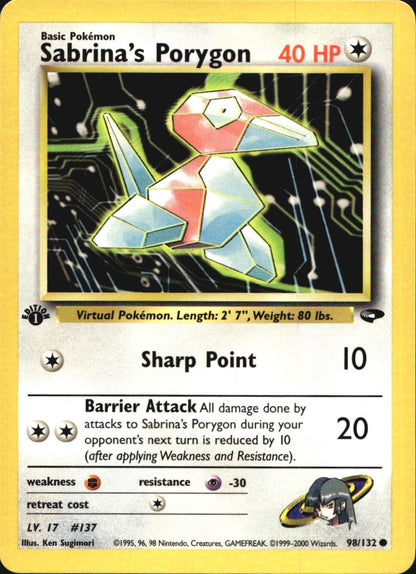 Sabrina's Porygon 98/132 Common Gym Challenge Pokemon 1st Edition Near Mint