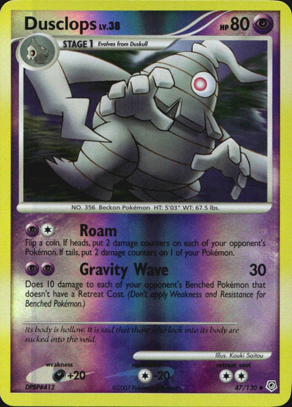 Dusclops 47/130 Uncommon Diamond & Pearl Pokemon Reverse Holo Near Mint