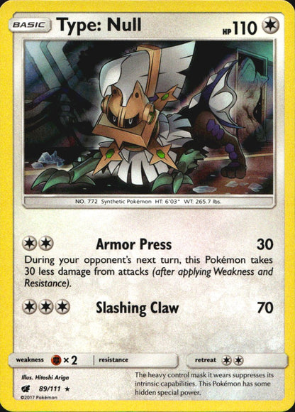 Type: Null 89/111 Holo Rare Crimson Invasion Pokemon Near Mint