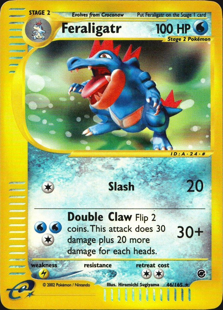 Feraligatr 46/165 Rare Expedition Base Set Pokemon Reverse Holo Near Mint