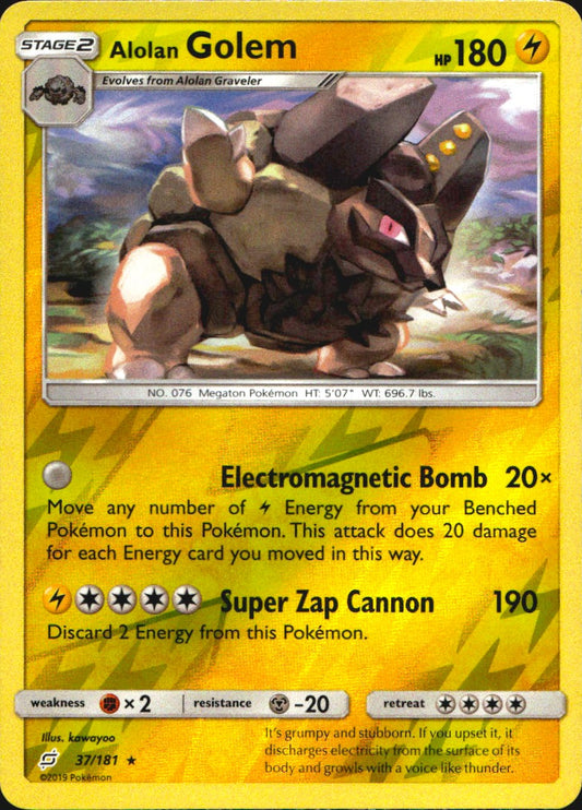 Alolan Golem 37/181 Rare Team Up Pokemon Reverse Holo Near Mint