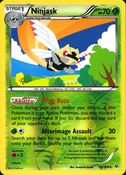 Ninjask 10/108 Uncommon Roaring Skies Pokemon Reverse Holo Near Mint