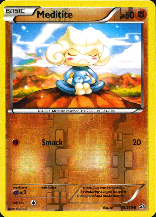 Meditite 79/160 Common Primal Clash Pokemon Reverse Holo Near Mint