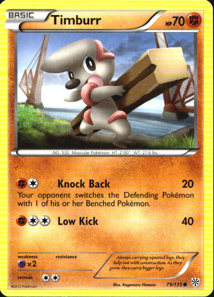 Timburr 79/135 Common Plasma Storm Pokemon Near Mint