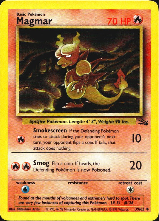 Magmar 39/62 Uncommon Fossil Pokemon Near Mint