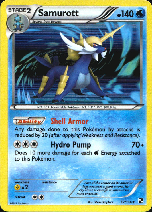 Samurott 32/114 Holo Rare Black & White Pokemon Near Mint