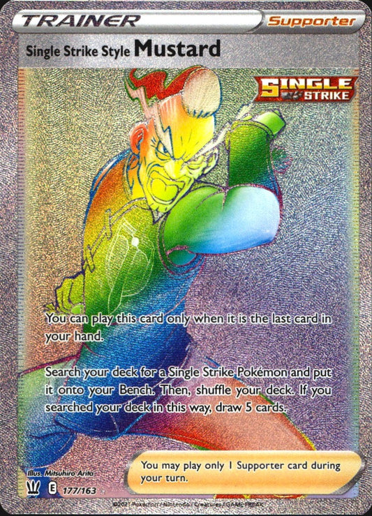 Single Strike Style Mustard 177/163 Rainbow Rare Battle Styles Near Mint