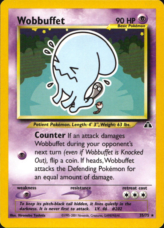 Wobbuffet 35/75 Rare Neo Discovery Pokemon Near Mint