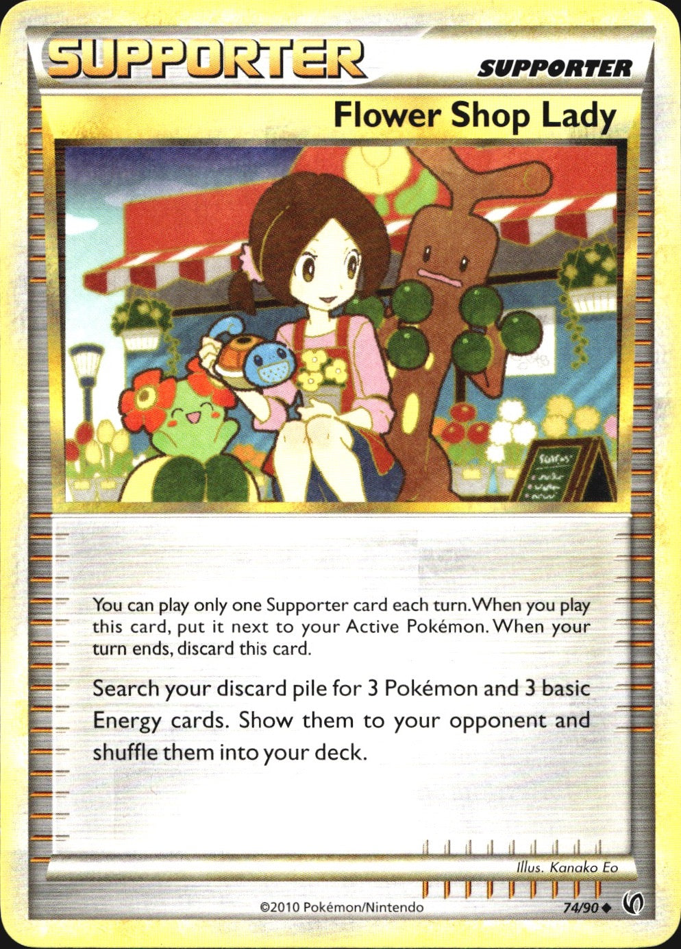 Flower Shop Lady 74/90 Uncommon HGSS Undaunted Pokemon Near Mint