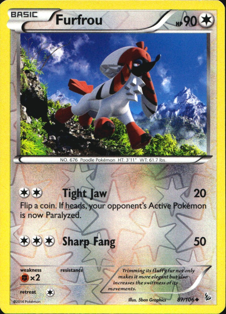 Furfrou 87/106 Uncommon Flashfire Pokemon Reverse Holo Near Mint